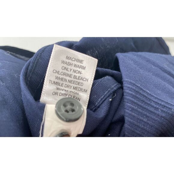 Banana Republic Dress Shirt Navy Classic Fit Guayabera Long Sleeve XL 17/ 17.5 - Picture 5 of 6